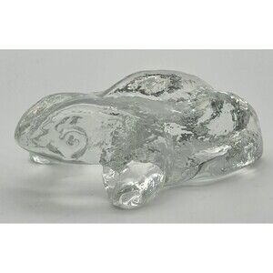 Clear Glass Frog Paperweight 3.5in Solid Art Glass Figure Desk Decor Collectible